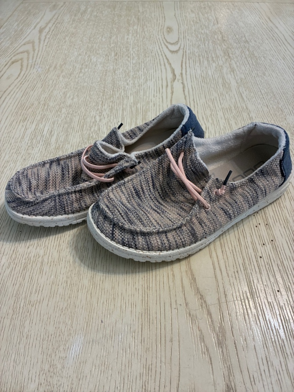 Women’s Hey Dude Wendy Sox Slip On Loafer Shoes (Pink/Navy Blue)